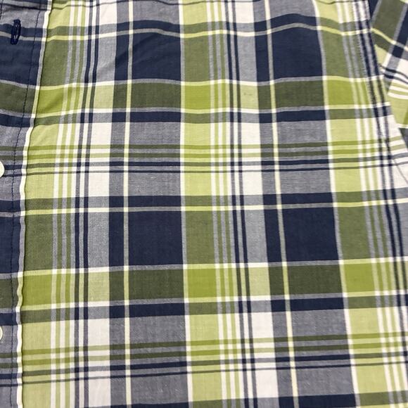 Brooks Brothers Plaid Button Down Shirt Mens Large Blue Green Short Sleeve - Picture 2 of 8